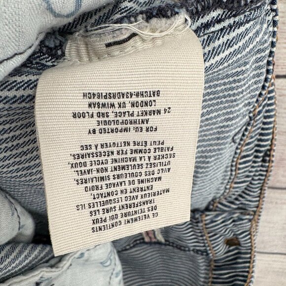 Pilcro Anthropologie Hickory Striped Denim Short Shorts Women's 27 Blue Stet - Picture 13 of 13